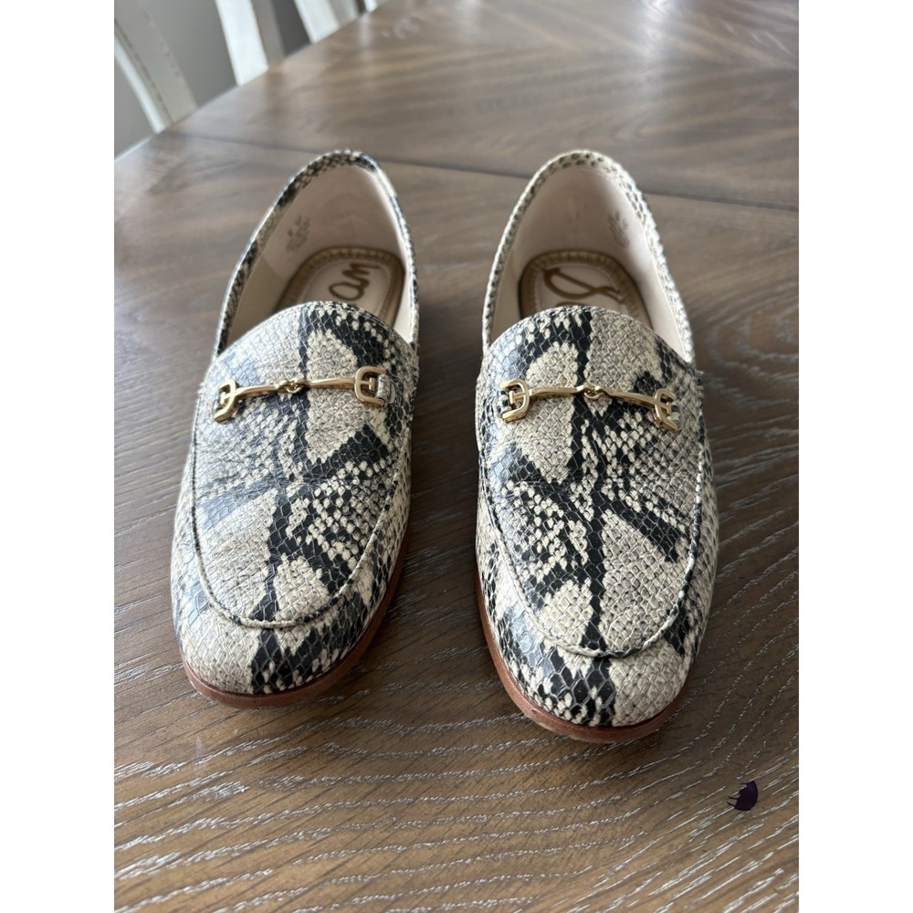 Sam Edelman Loraine Bit Loafer Snakeskin Embossed Leather‎ Flats Black White 7M - Picture 4 of 9